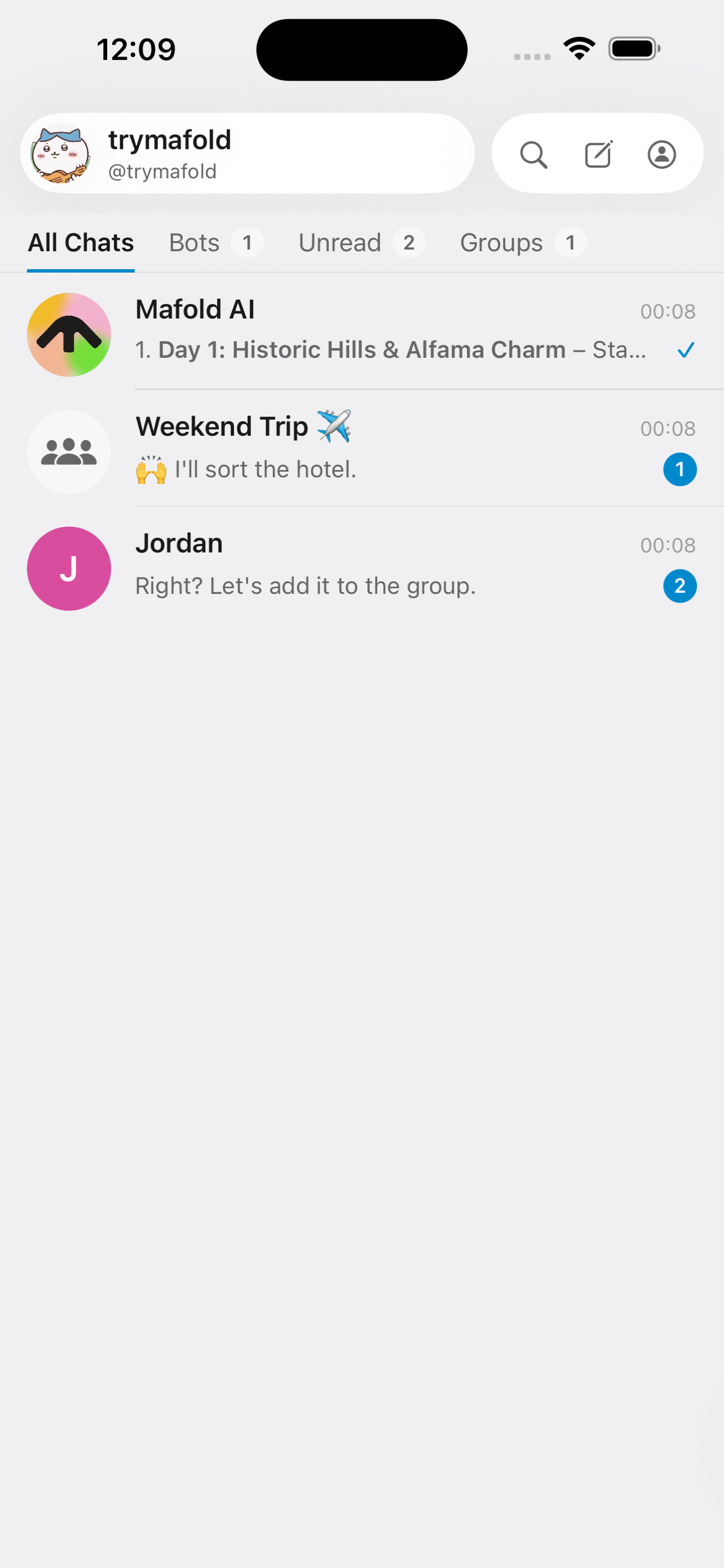 Mafold for iOS — chats